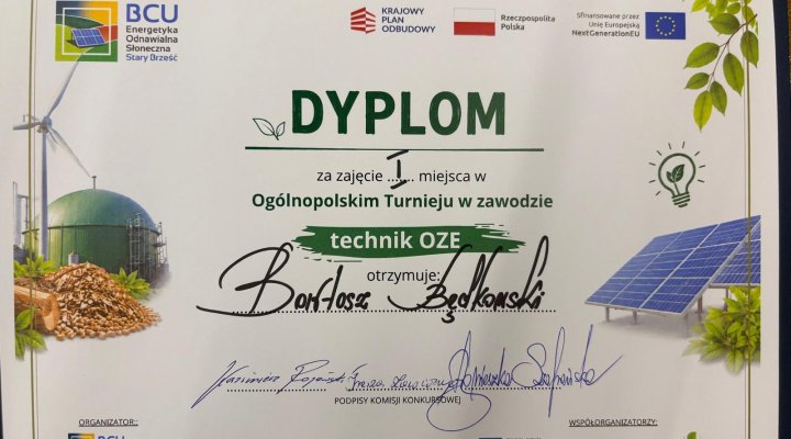 Wielki sukces naszych uczniów w Finale Ogólnopolskiego Konkursu Wiedzy o OZE!