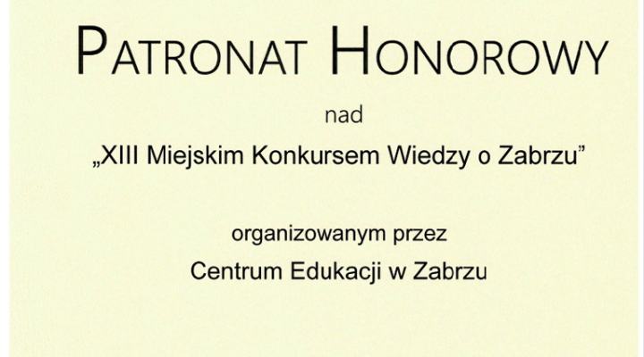 XIII MIEJSKI KONKURS WIEDZY O ZABRZU