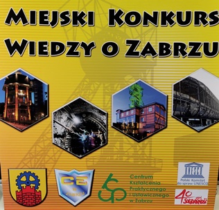 Plakat miejskiego konkursu wiedzy o zabrzu